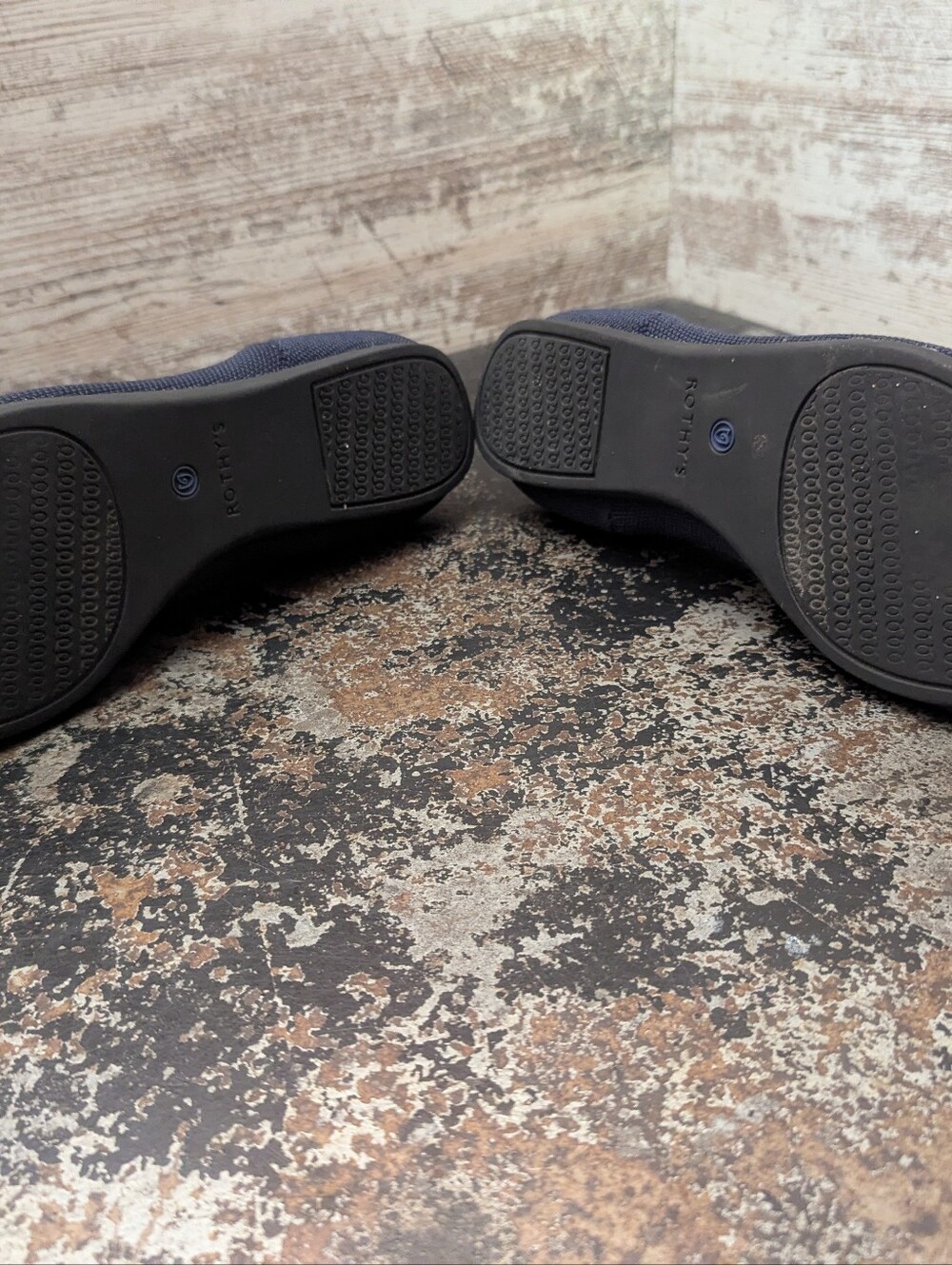 Womens Rothys The Point Flats Loafers Shoes SZ 9.5 Used Navy Blue Knit - Picture 8 of 9